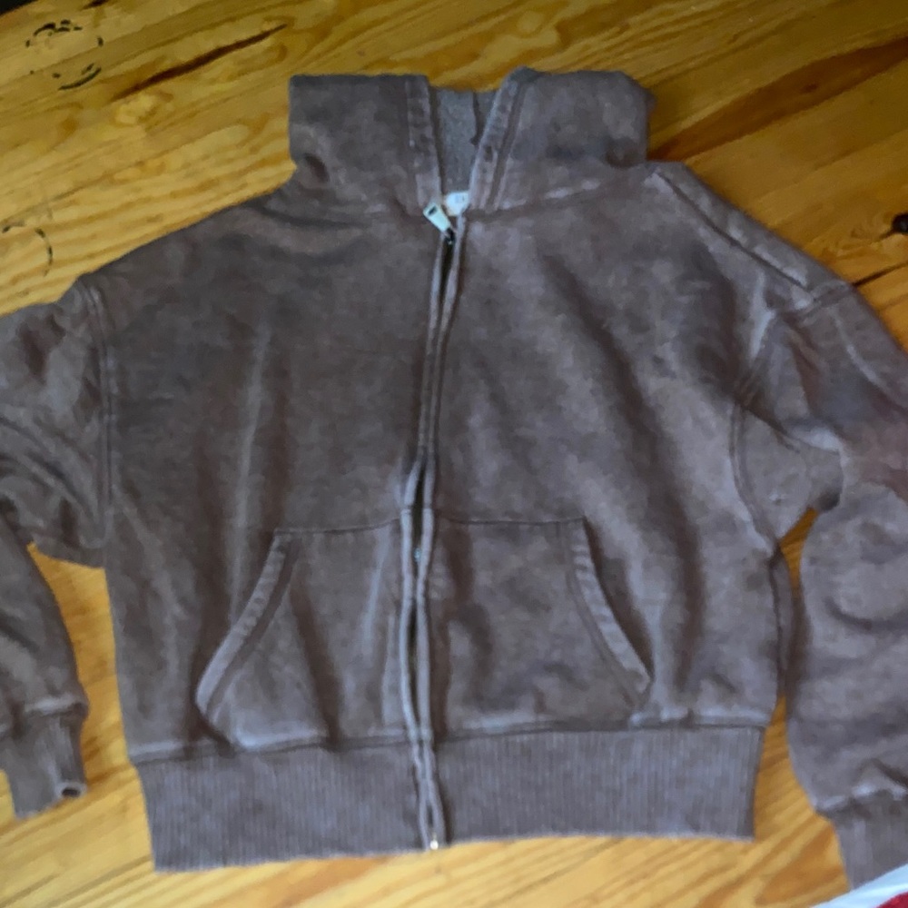 Women's Casual Brown Zip-Up Hoodie